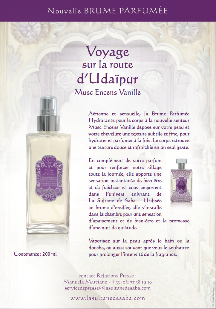 Brume hydratante corps et cheveux Udaipur 200ml