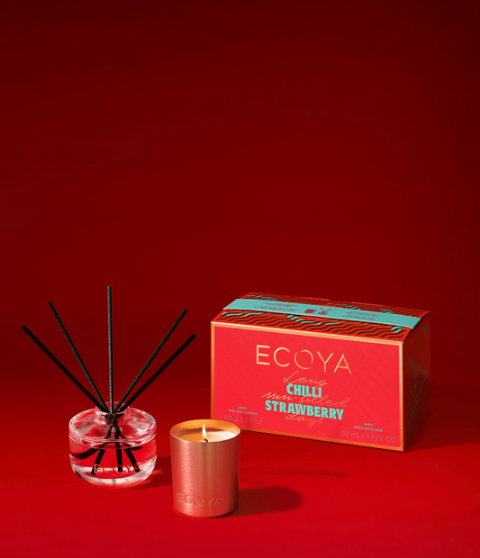 Ecoya Coffrets Noel 1 diffuseur à batonnets 50ml + 1 bougie dorée 25h