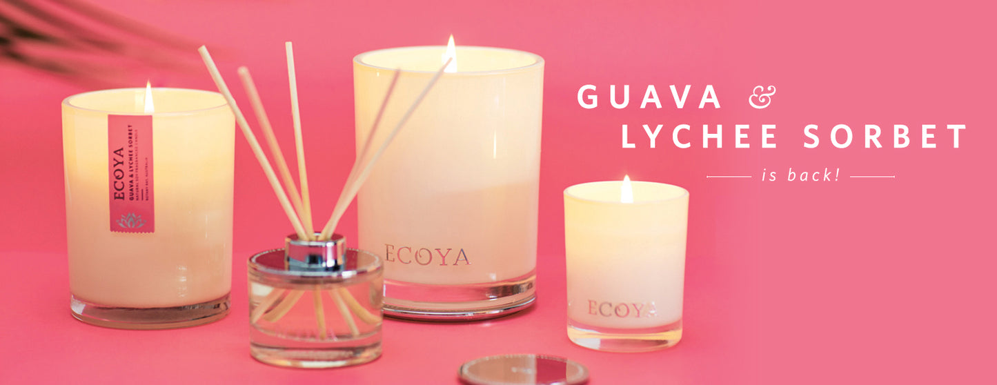 Ecoya Bougie & Diffuseur Sorbet de Letchi & Goyave